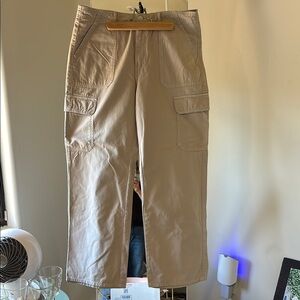 Zara women’s Tan Cargo Pants wide leg size 12